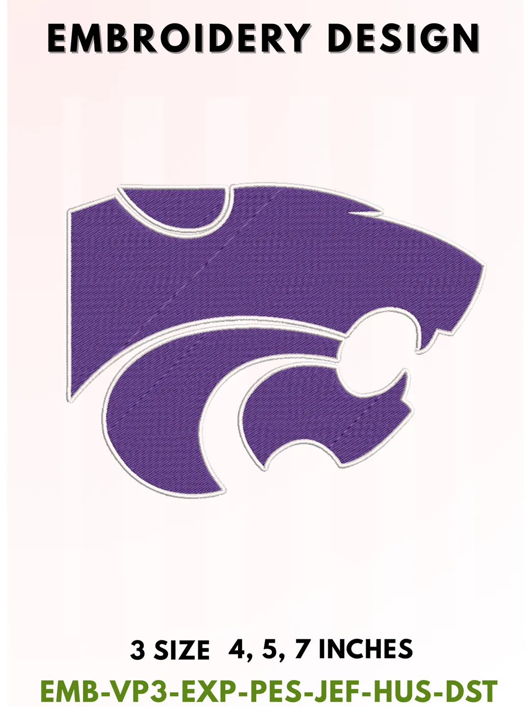 Wildcat Football Embroidery Design, College Sports Embroidery Files, Sports Machine Embroidery Files, 3 Sizes, Instant Download
