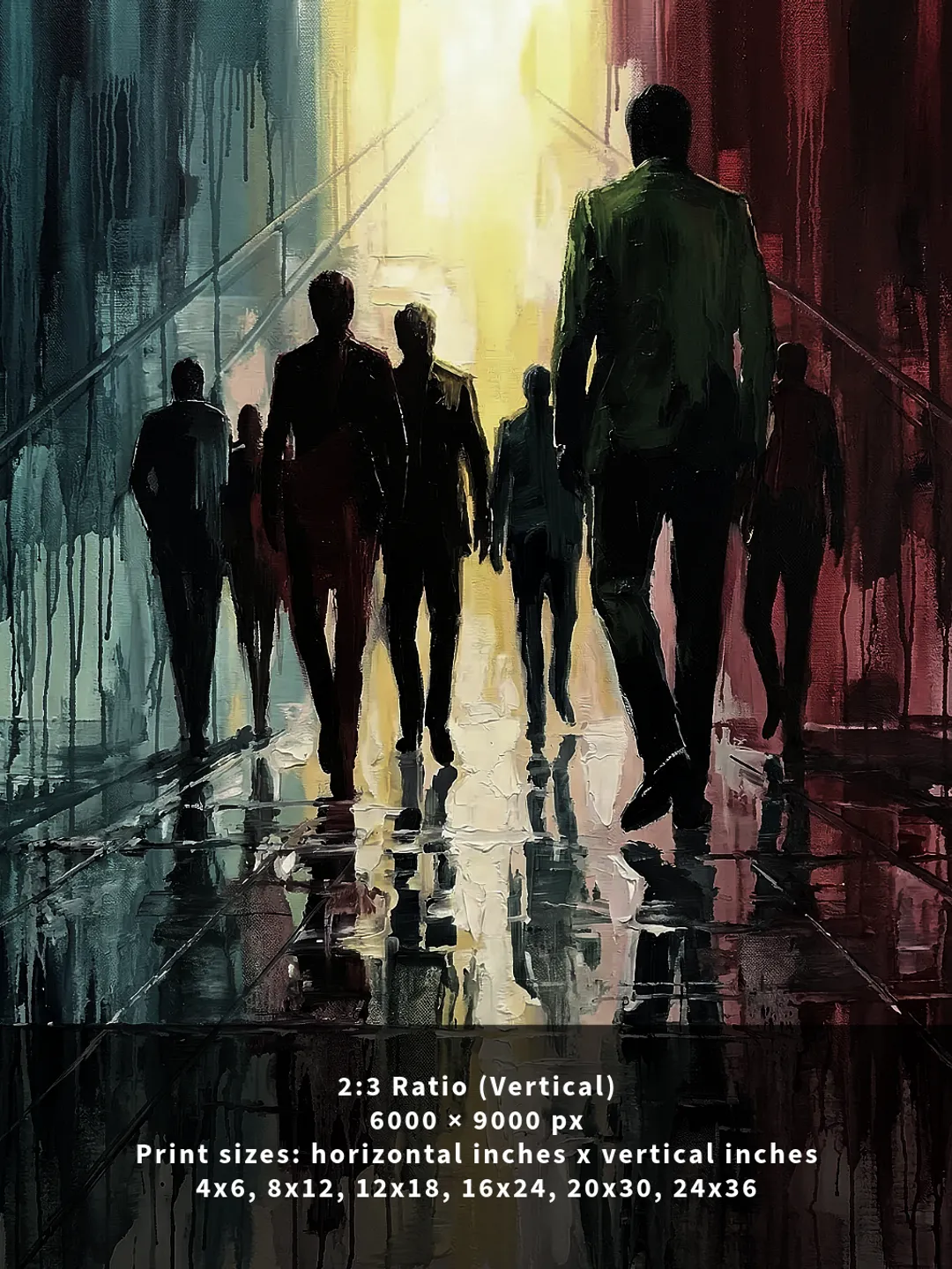 Abstract City Walk Wall Art – Modern Urban Silhouette Painting ...