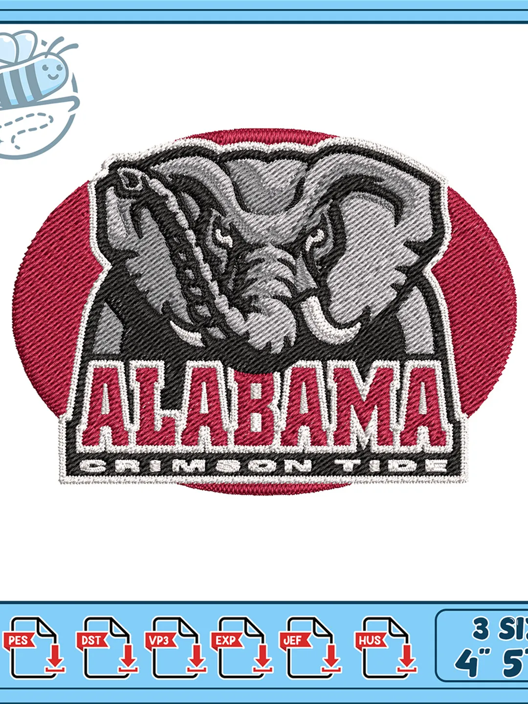 Alabama Roll Tide Elephant Embroidery Design, Crimson Tide Logo Machine ...