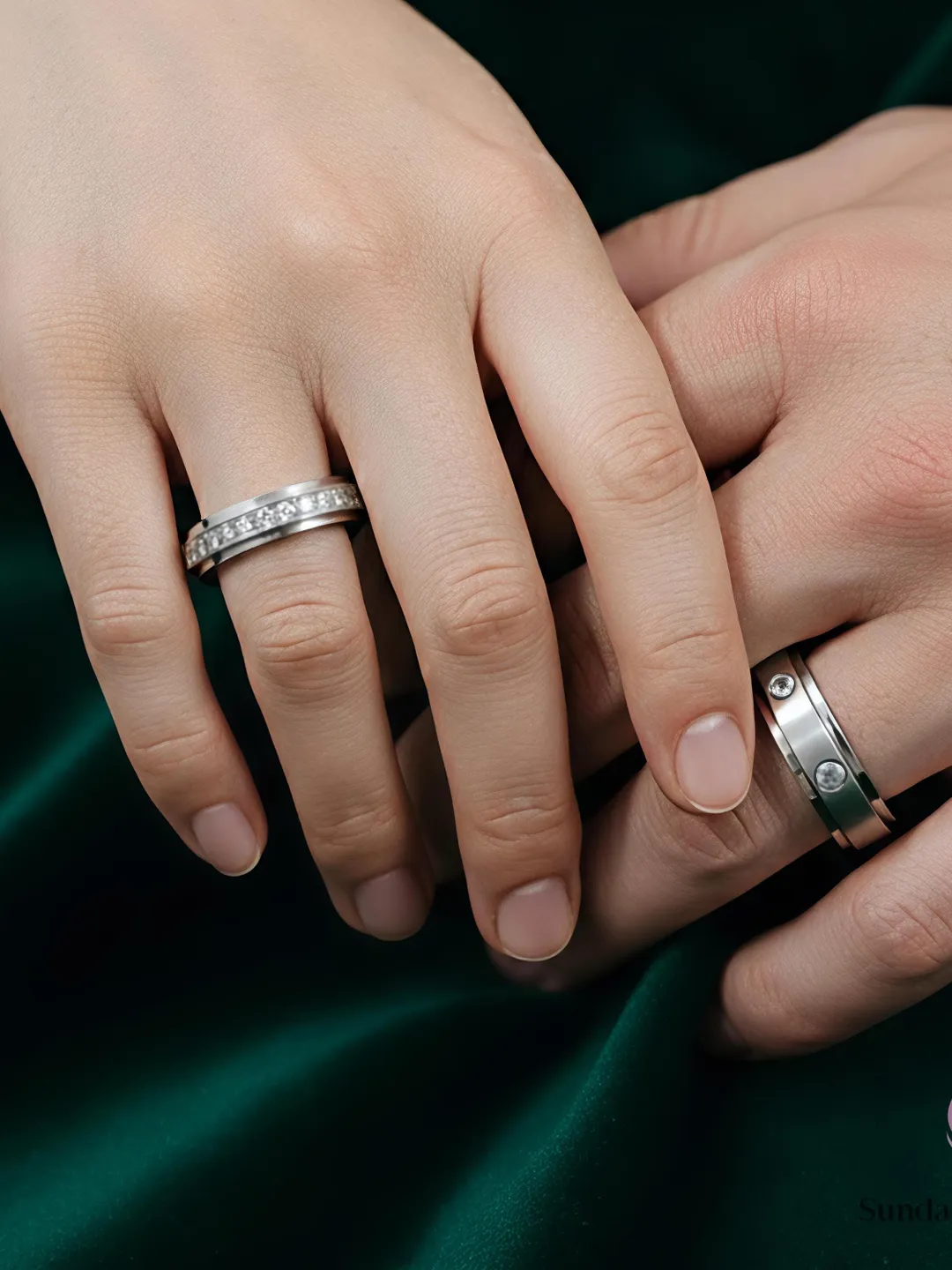 CTHY「ELLIPSE RING by Silver925」 2連15号 Modern Tiered Handcrafted 925 Silver Couple Ring Set, Matching