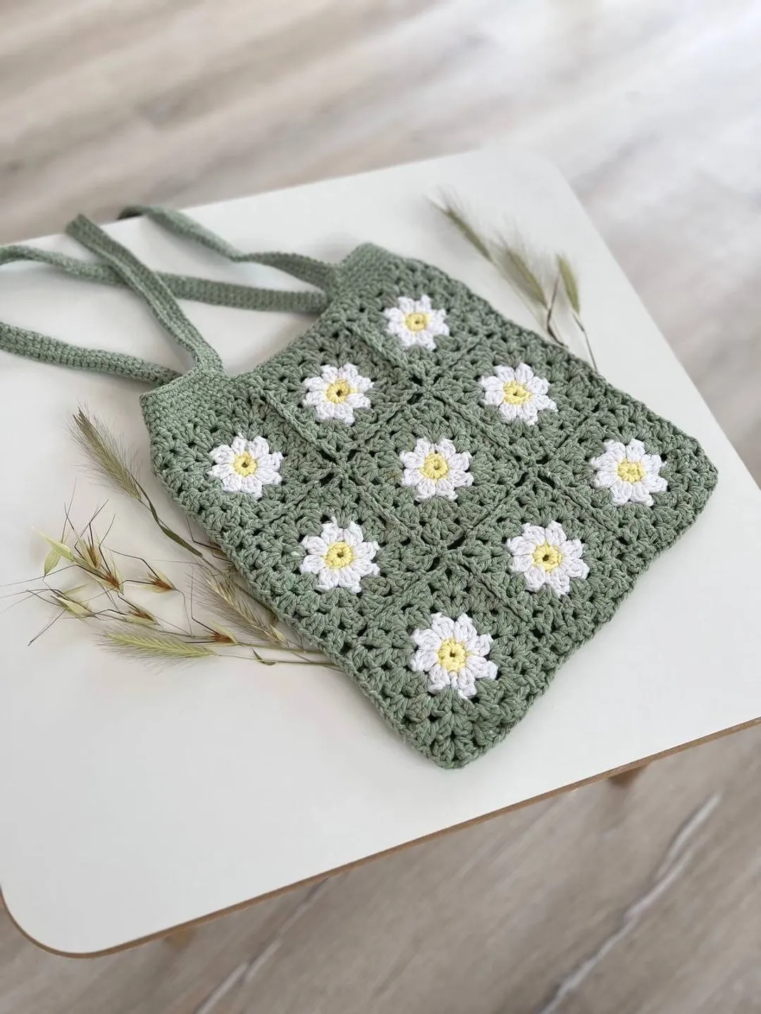 Crochet pattern daisy bag, summer crochet bag, crochet pattern bag download PDF