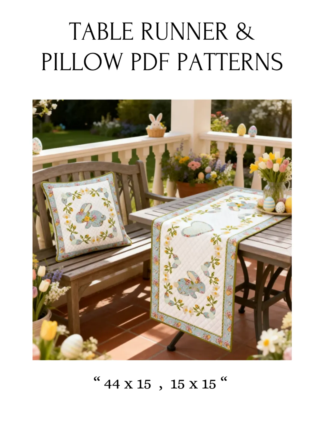 Table Runner & Pillow Applique Quilt PDF Patterns