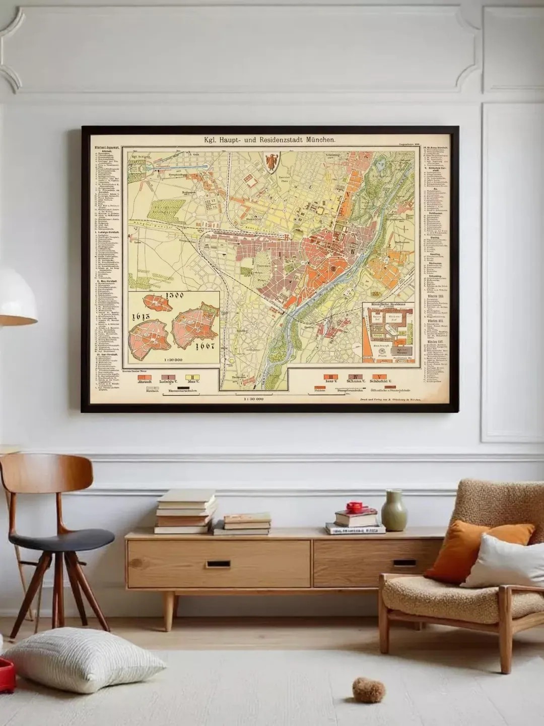 Munich Germany Vintage Map Print | 1890 Historical Wall Art