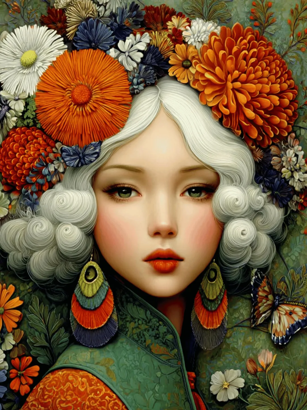 18 Boho Female Portrait Wall Art Bundle, DIY Printable Floral Woman ...