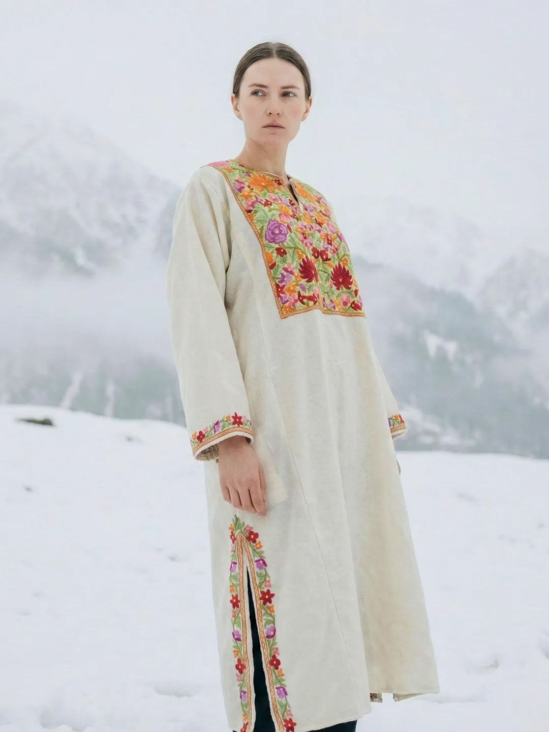 boho dress winter SHEIN LUNE Women's Long Dress With Retro Pattern, Suitable For Autumn/Winter Boho Dress Women