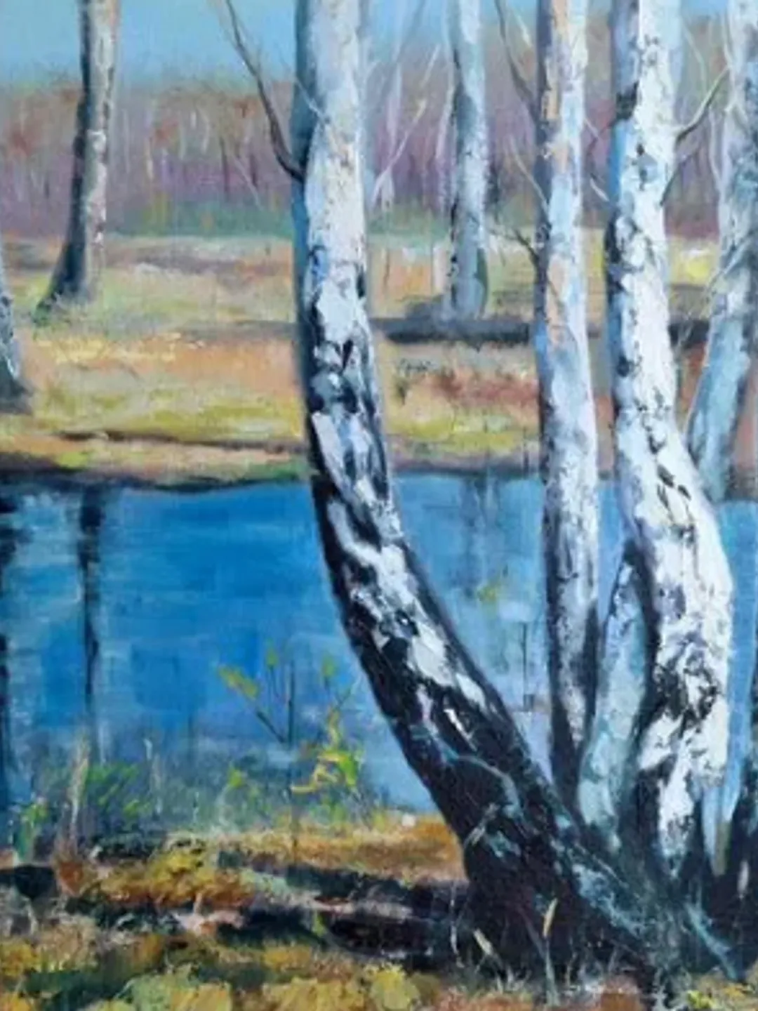 Painting on canvas “Spring”, oil, size 45 x 35 cm, framed