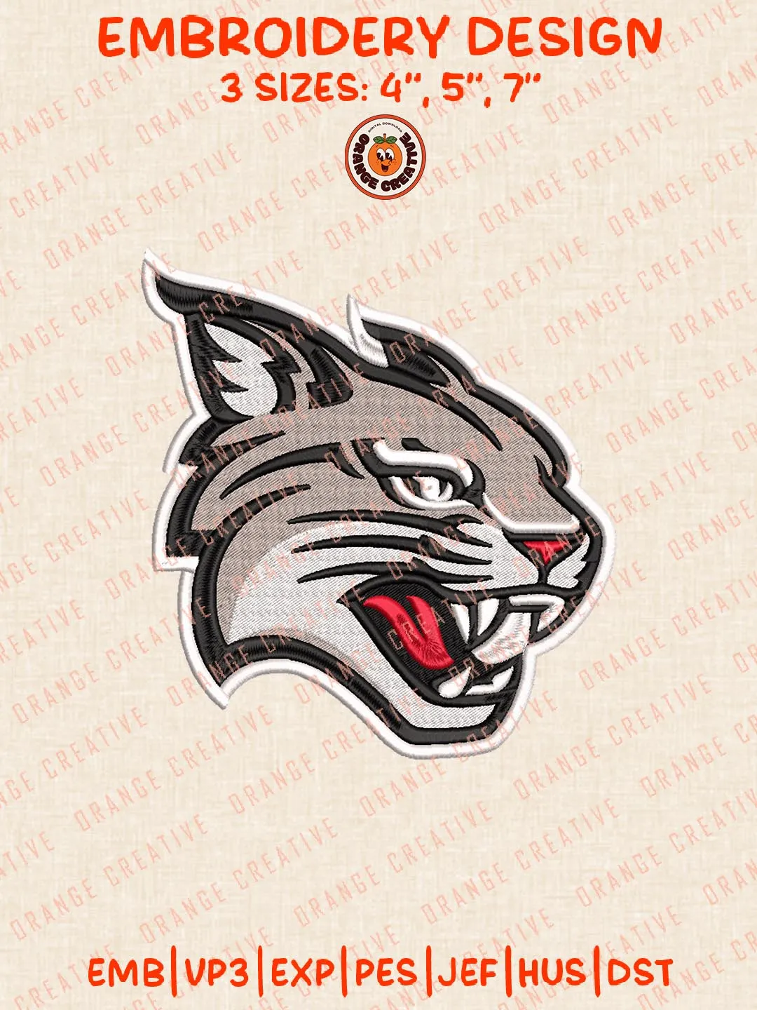 NCAA Davidson Wildcats Head Mascot Logo Embroidery Design Files, NCAA Logos Embroidery Designs, NCAA Machine Embroidery Files, 3 Sizes, Custom Sizes, Instant Download