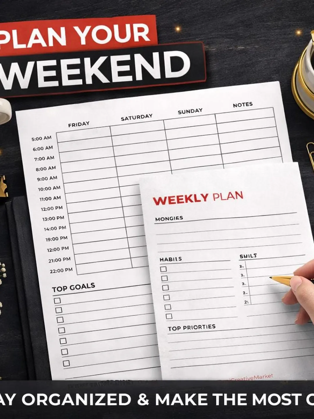 Minimalist Weekly Planner Printable | A4 A5 Letter Sizes (Digital Download