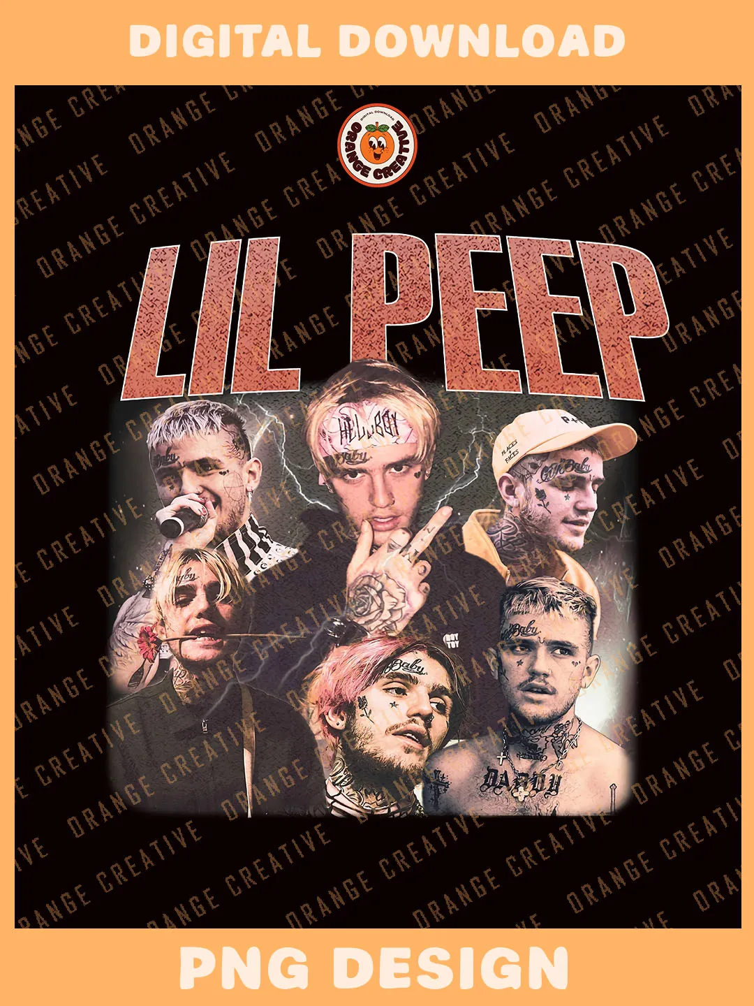 90s Lil Peep Rapper Retro Bootleg T-shirt PNG, 90s Bootleg Template ...