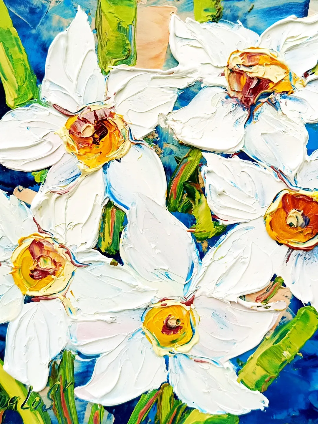 Daffodils Painting flower Impasto Original Art Flower Oil Painting Small Artwork Spring Flower Impressionist Art Gifts by ArtProkopaloSv