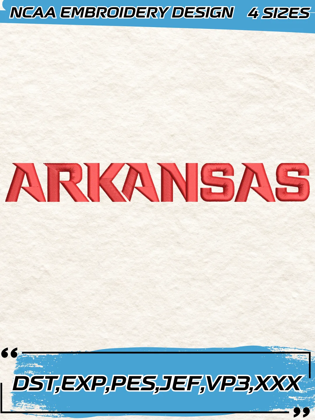 Arkansas Razorbacks Wordmark Logo Embroidery Design,NCAA Logo Embroidery Design,Machine Embroidery Design File,4 Sizes, Digital Download
