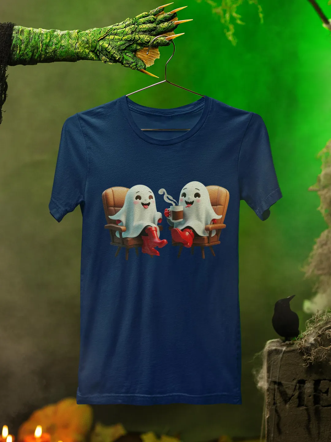 Cute ghost t-shirt, autumn coffee shirt, halloween gift tee, unisex halloween t-shirt, fall coffee tshirt, gift for him or her,