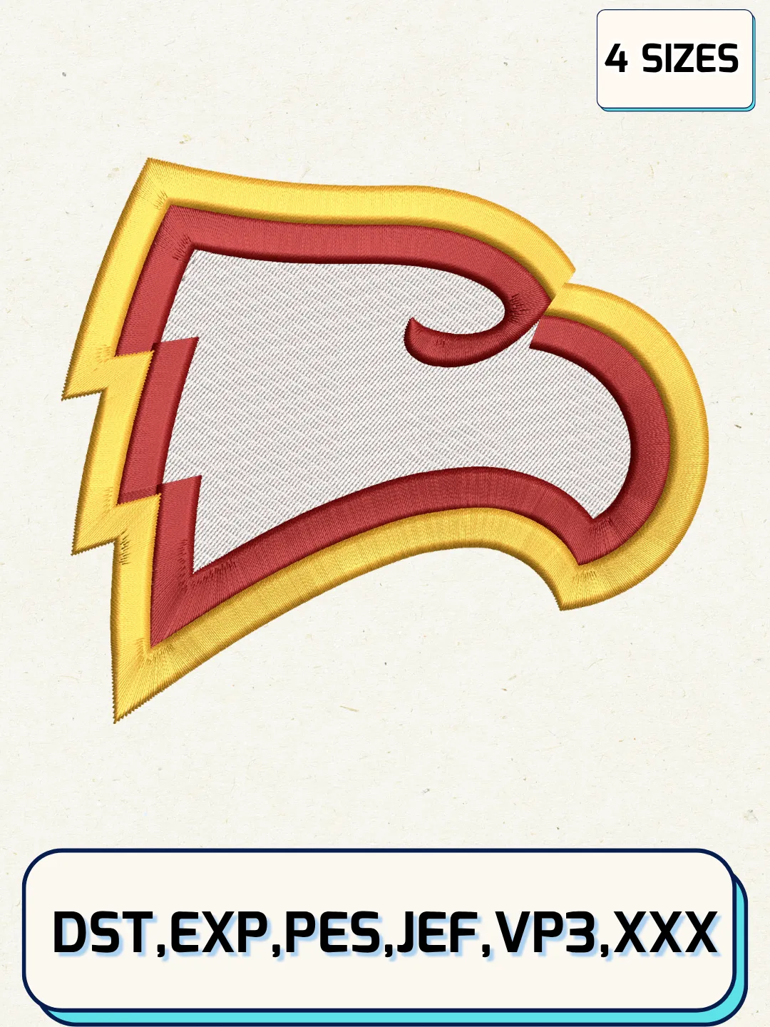 Winthrop Eagles Logo Embroidery Design Files, NCAA Logos Embroidery Designs, Machine Embroidery Files, 4 Sizes