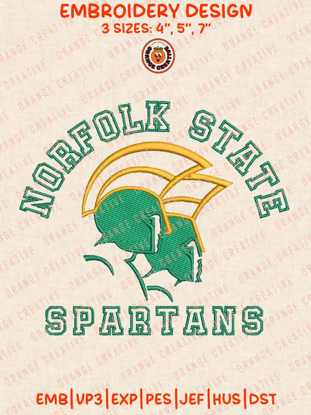 Norfolk State Spartans NCAA Logo Embroidery Files, NCAA Team Embroidery Design, Machine Embroidery Design File, 4 Sizes, Custom Size, Digital Download