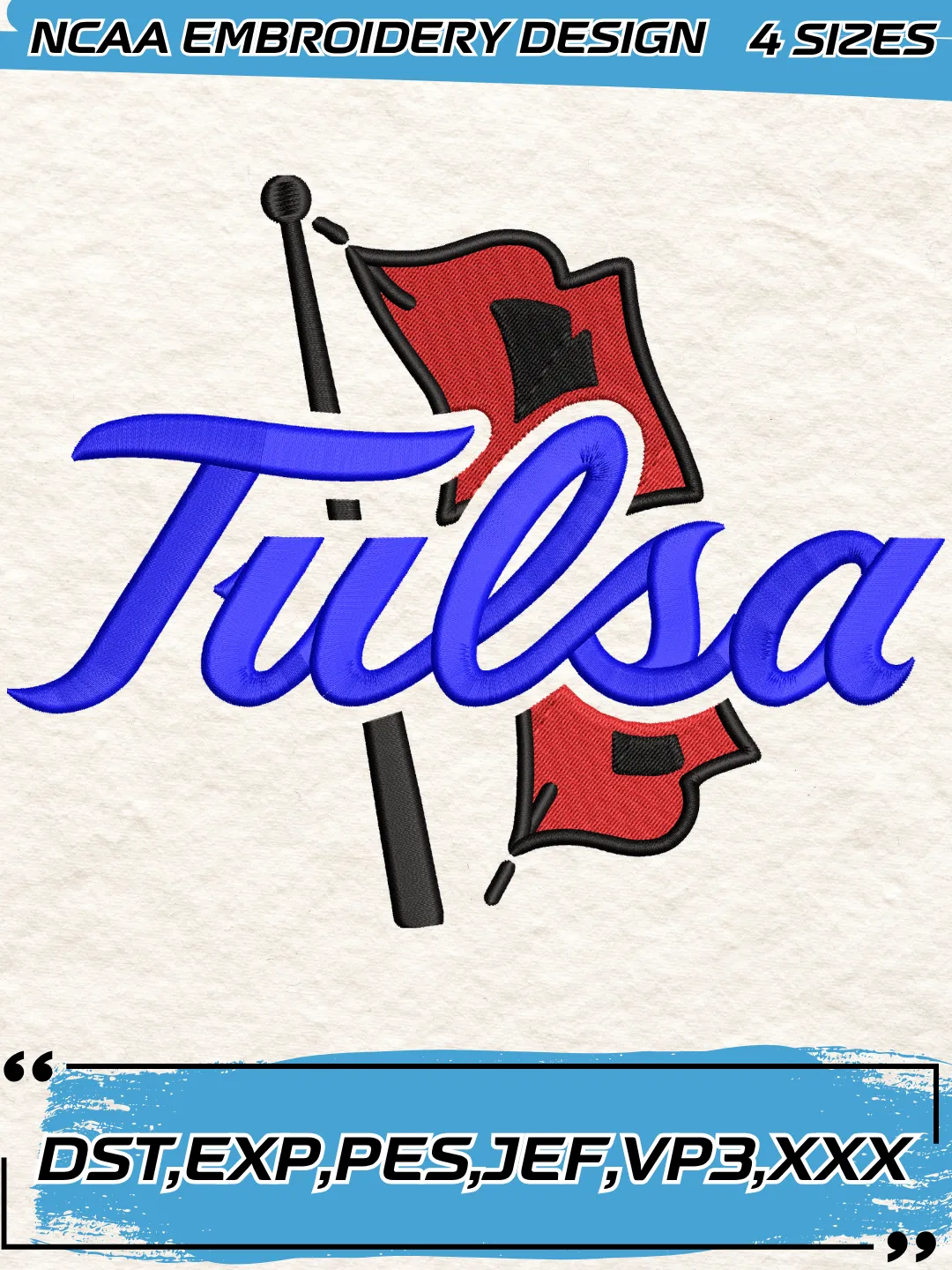 Tulsa Golden Hurricane Logo Embroidery Design,NCAA Logo Embroidery Design,Machine Embroidery Design File,4 Sizes, Digital Download