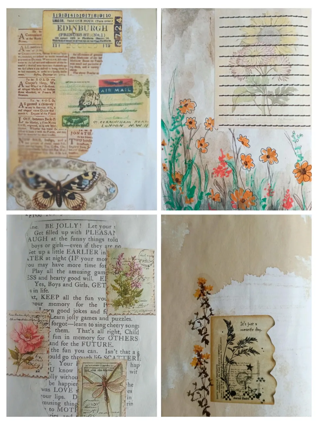 A unique handmade junkbook notebook: a bright orange journal in a