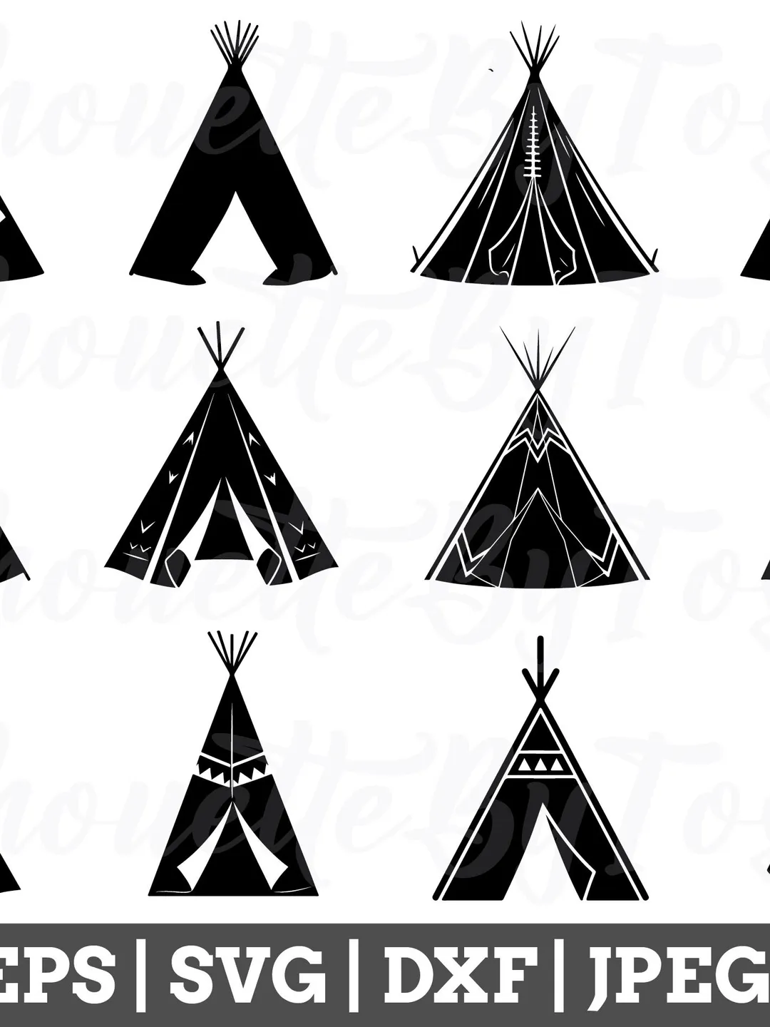 Teepee Svg, Teepee Silhouette, Teepee Cut File, Teepee Vector, Teepee Dxf, Jpeg, Png