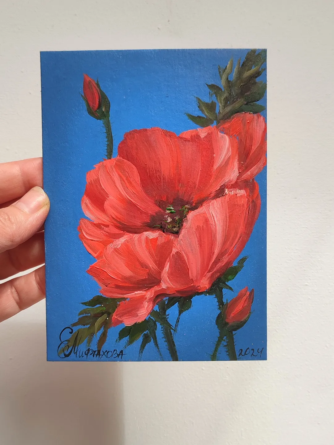Red Poppies Painting Original Art Poppies Flowers Oil Painting Red
