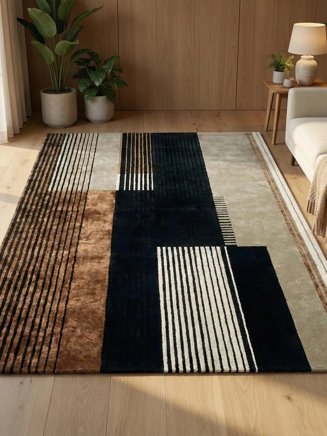 Carter Rugs Geometric Mid-Century Modern Wool Rug, Abstract Geometric Hand-Tufted Carpet