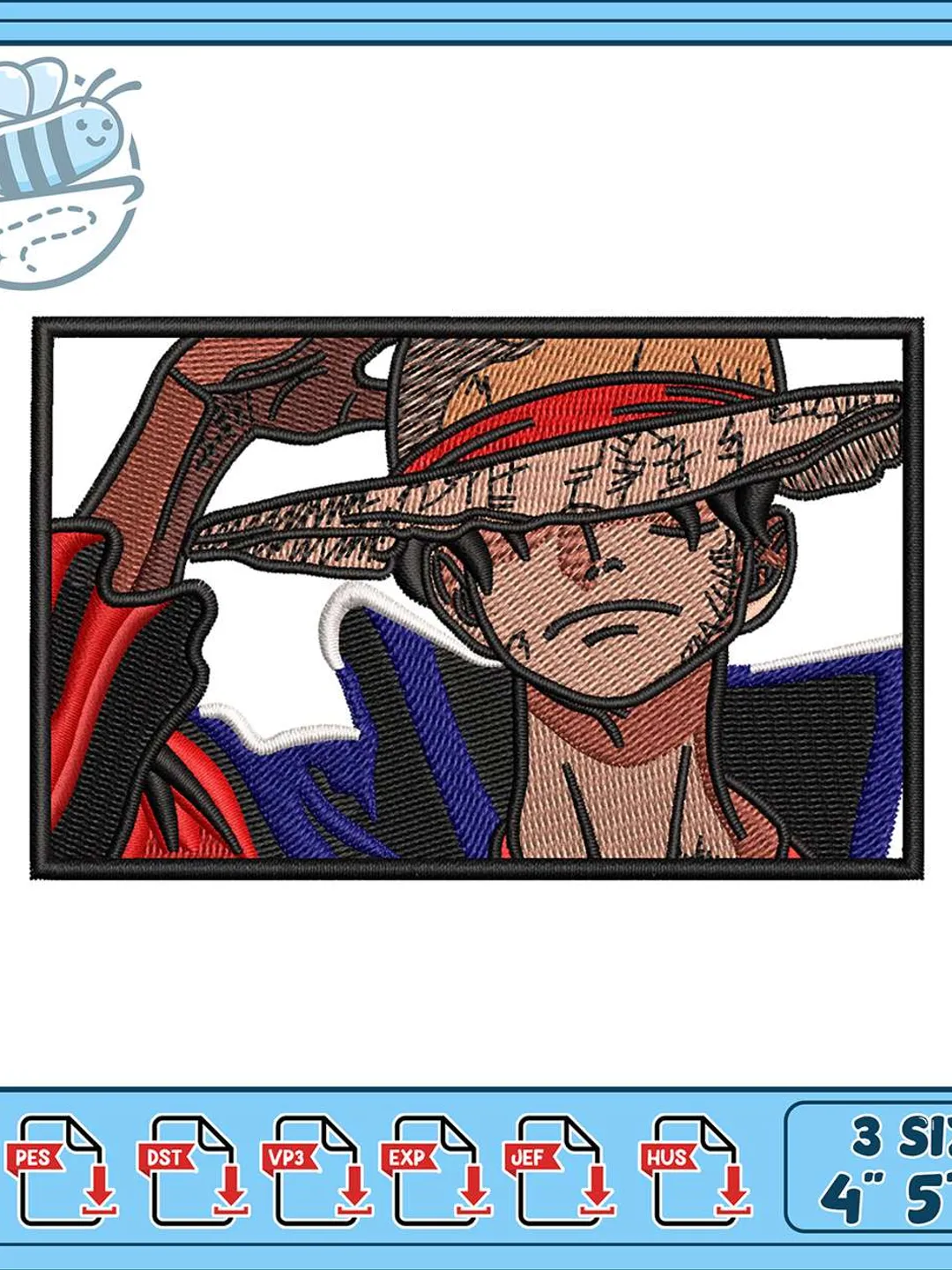Monkey D Luffy Embroidery Design, Straw Hat Anime Machine
