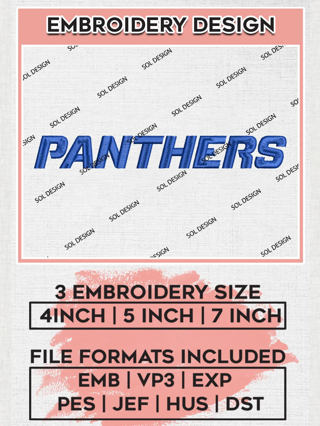NCAA Panthers College Football Team Writing Logo Embroidery Design Files, NCAA Georgia State Panthers Machine Embroidery, NCAA Teams, Game Day, 3 sizes, NCAA Machine embroidery designs, Digital Download