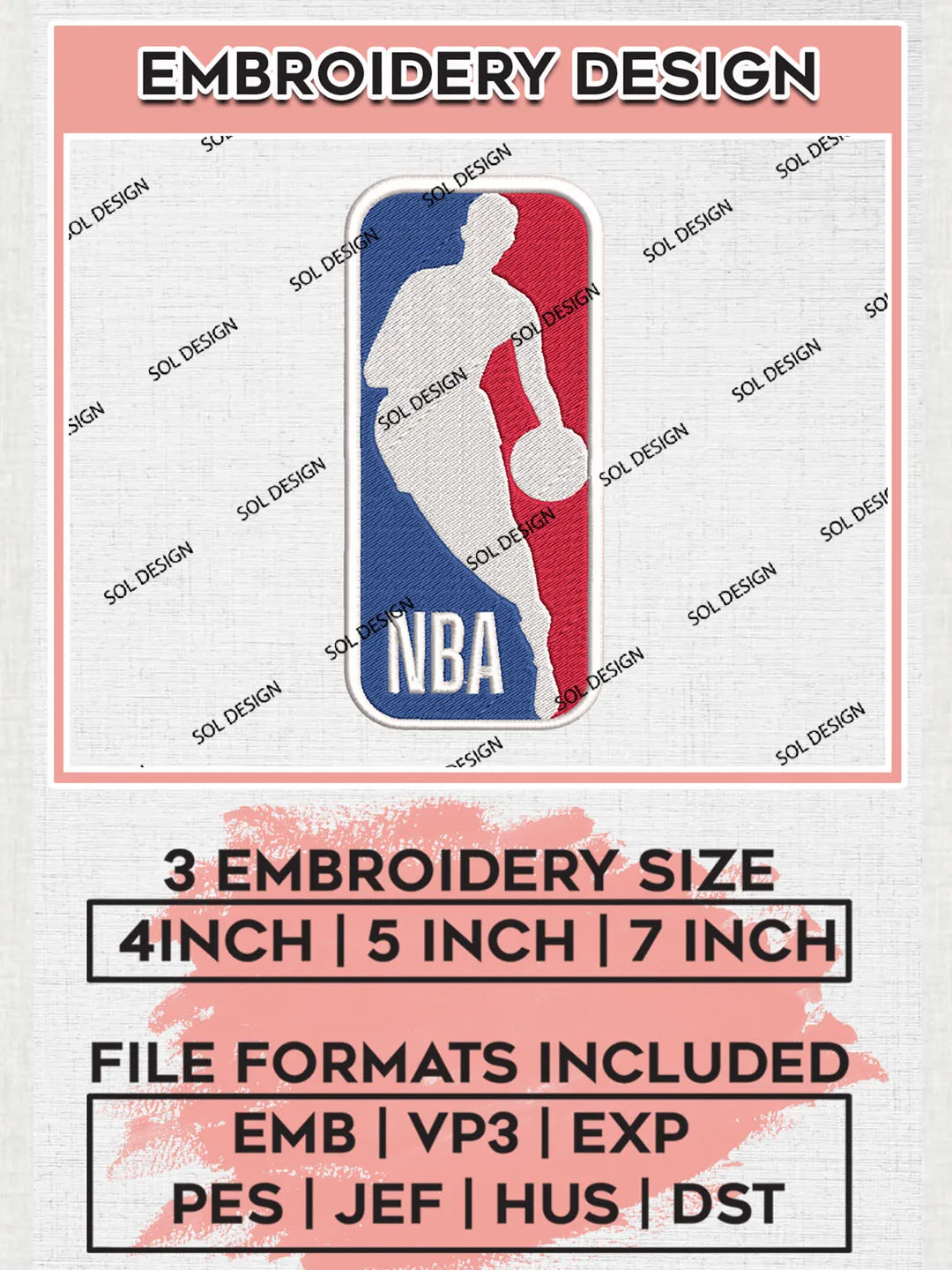 NBA Logo Embroidery Design, NBA Logo Machine Embroidery Files, NBA Machine Embroidery Design, Machine Embroidery Design, Digital Download