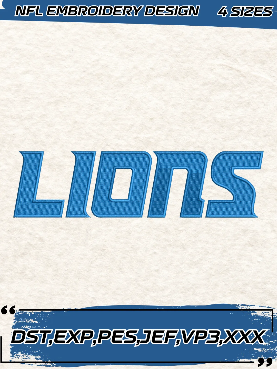 Detroit Lions Wordmark Logo Embroidery Design,NFL Logo Embroidery Design,Machine Embroidery Design File,4 Sizes, Digital Download