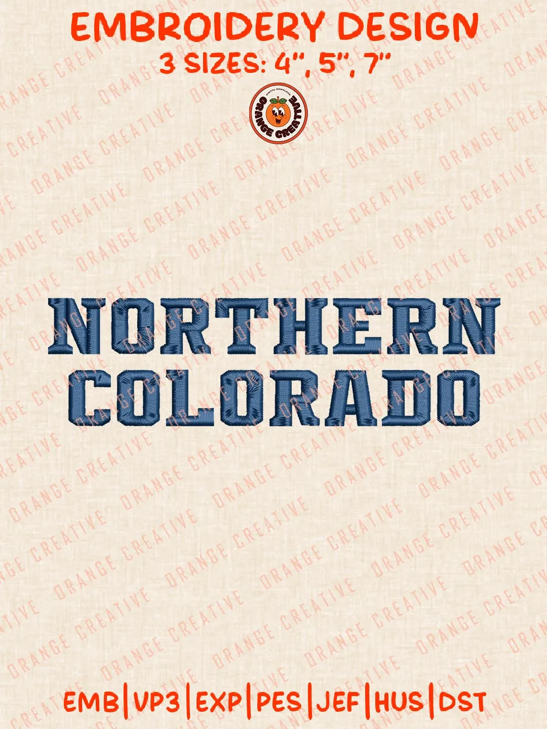 NCAA Northern Colorado Text Embroidery Design, NCAA Northern Colorado Bears Team Logo Embroidery Design, Machine Embroidery Design File, 4 Sizes, Custom Size, Digital Download