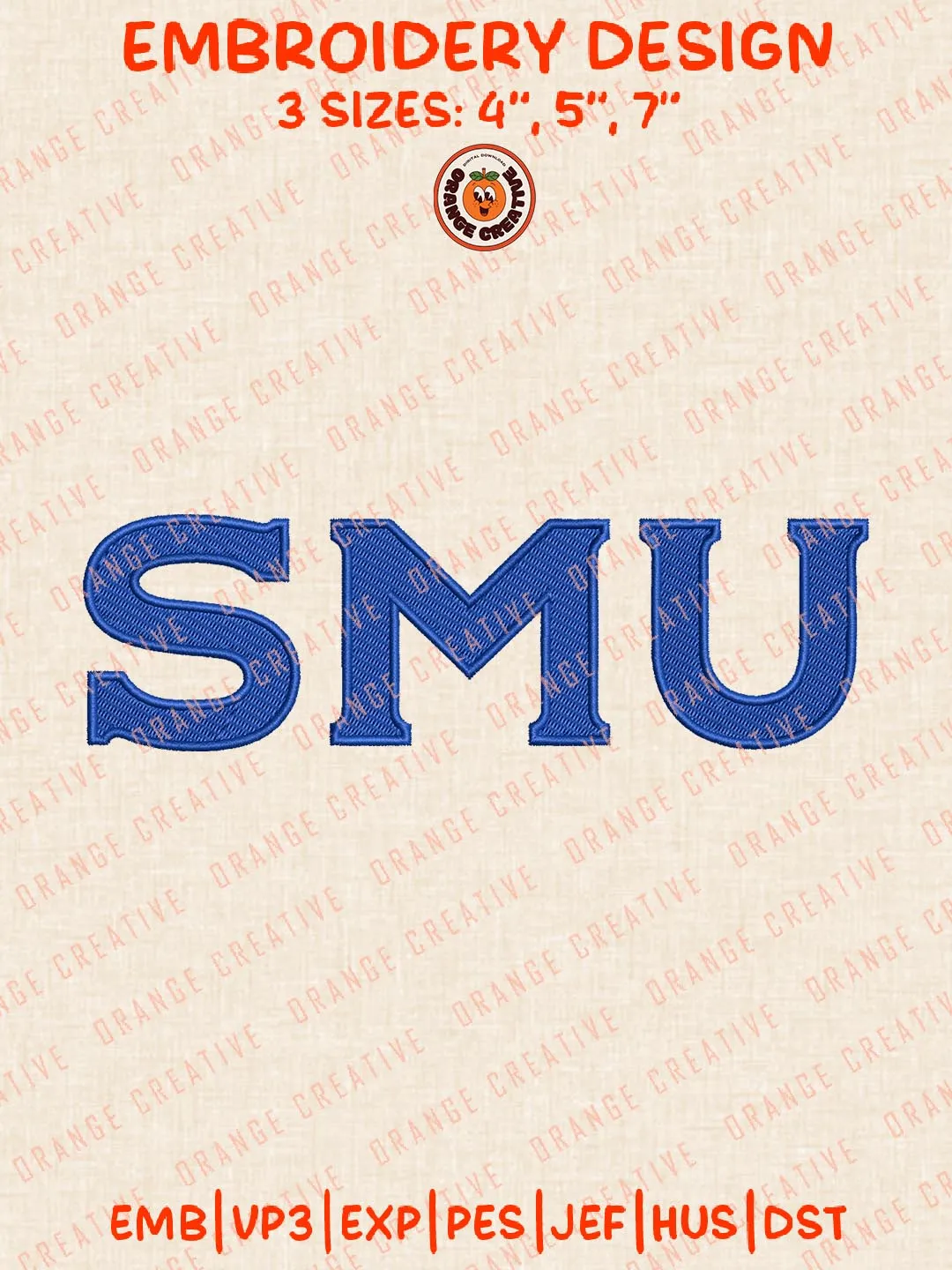 SMU Embroidery Design, NCAA SMU Mustangs Team Logo Embroidery Design, Machine Embroidery Design File, 4 Sizes, Custom Size, Digital Download