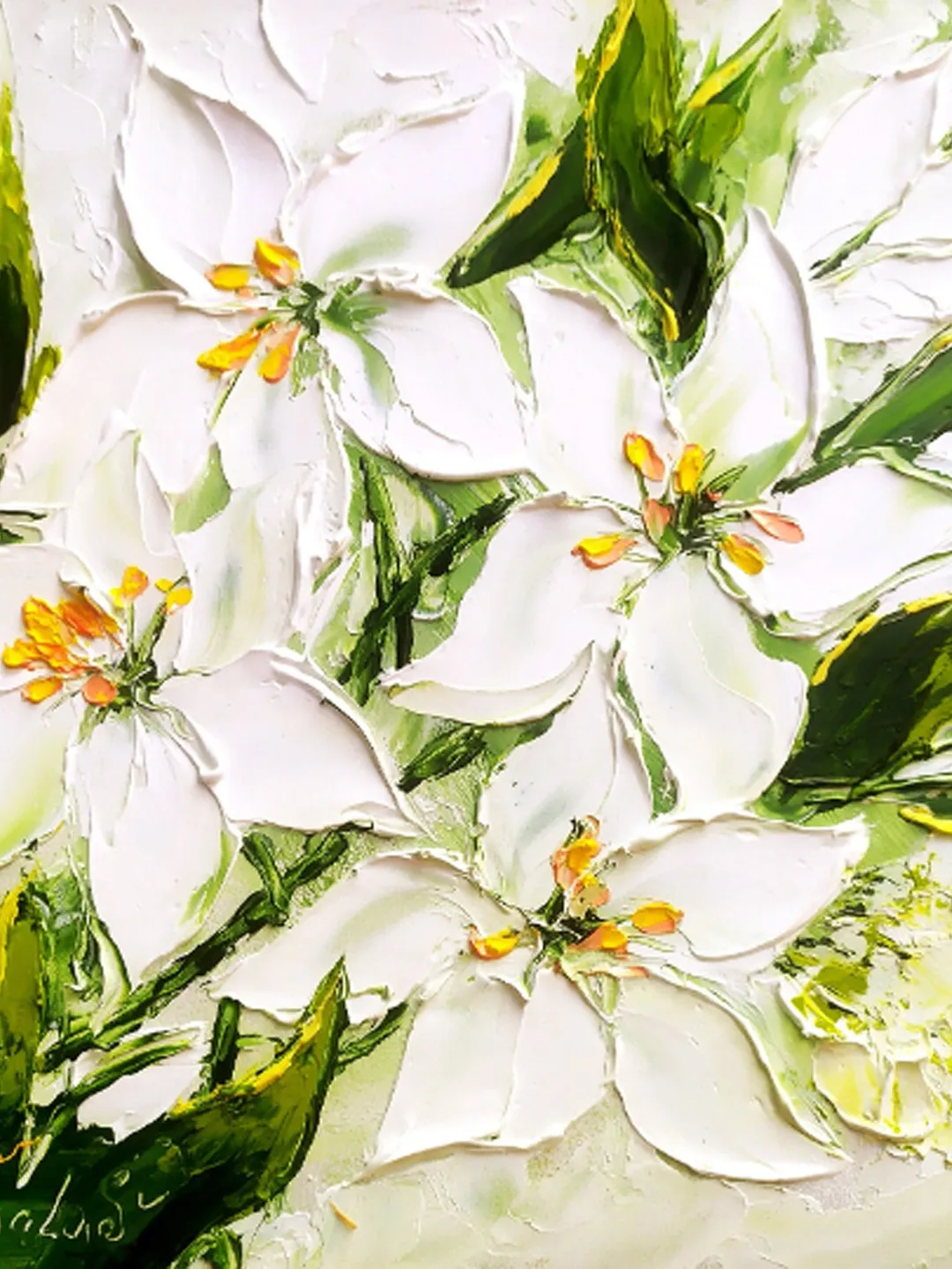 Lily Painting Floral Original Art Impasto Painting 8 x 8 Abstract  Painting Oil Original Painting by ArtProkopaloSv