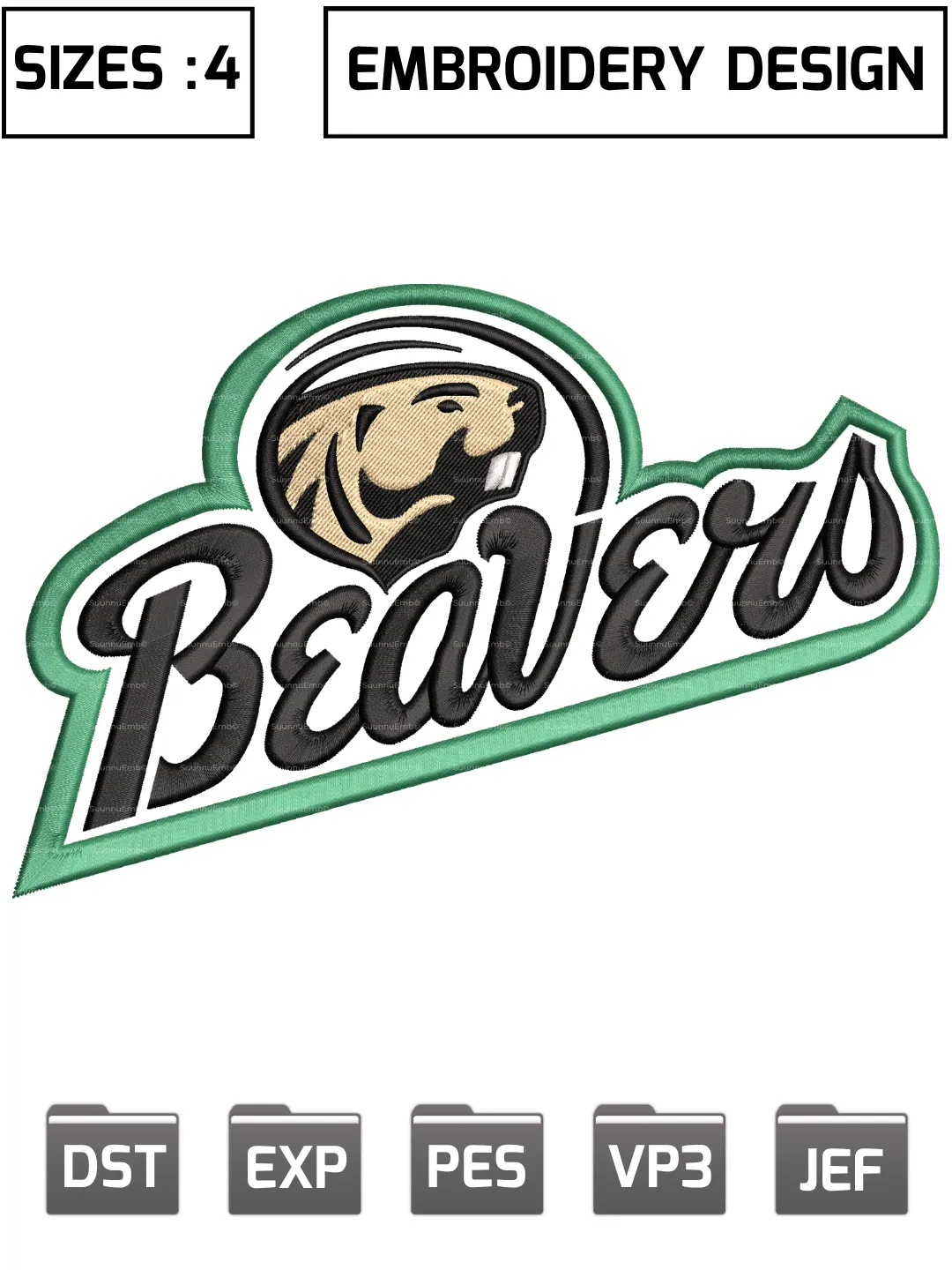 Bemidji State Beavers Alternate Logo Embroidery Design,NCAA Logos Embroidery Design,NCAA Teams, Machine Embroidery Design File,4 Sizes, Digital Download