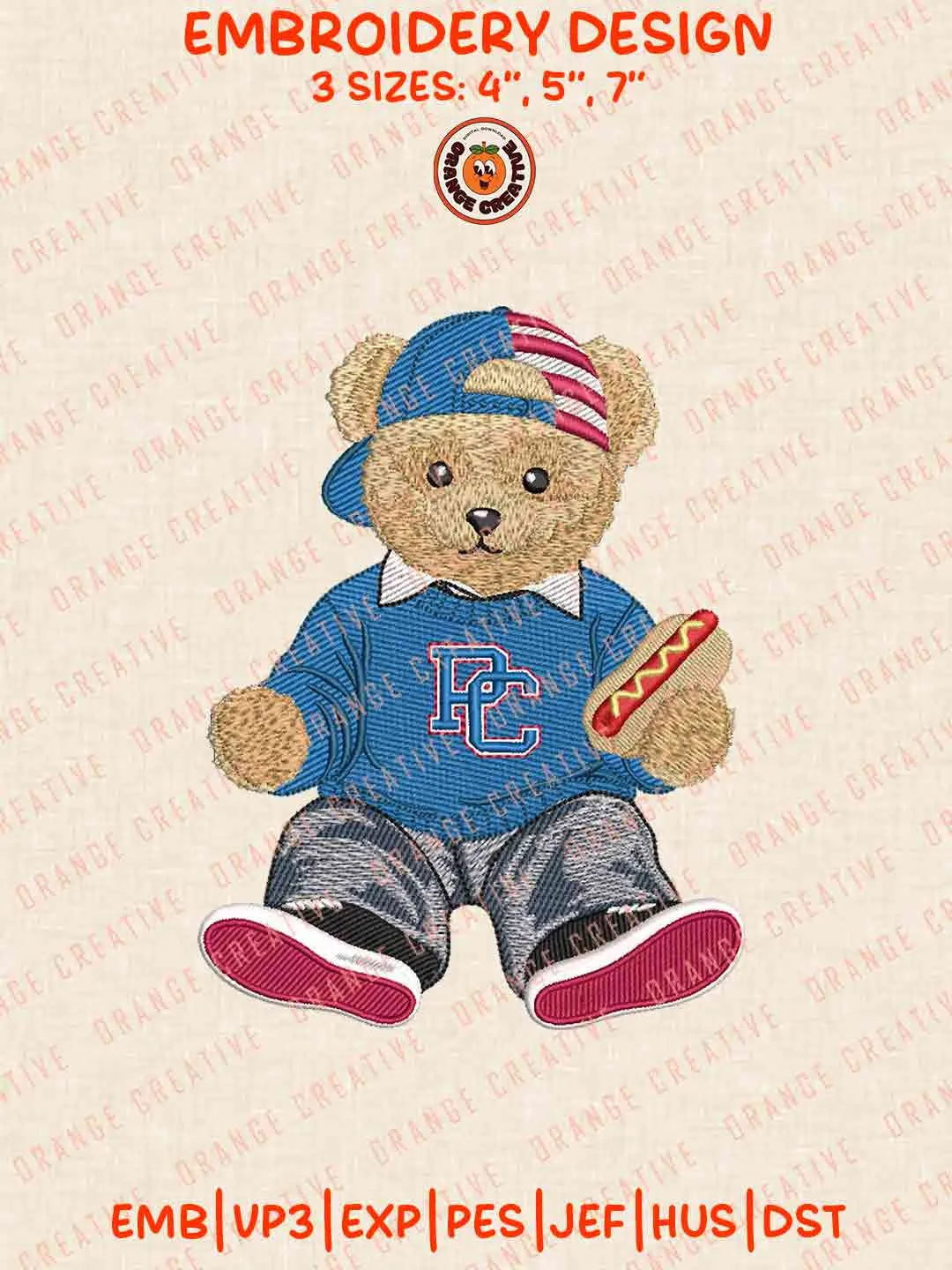 Presbyterian Blue Hose Teddy Bear Embroidery Design Files, Football Logos Embroidery Designs, Sport Machine Embroidery Files, 3 Sizes, Custom Sizes, Instant Download