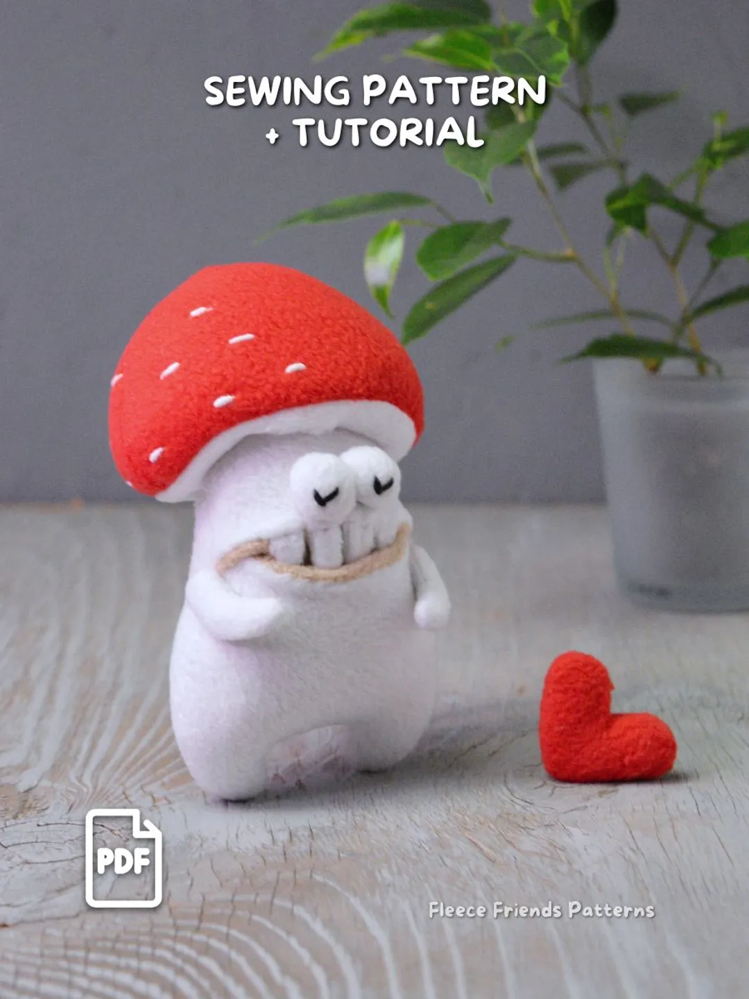 Mini Fly Agaric Sewing Pattern, Mushroom Plush with Secret Mouth Pocket