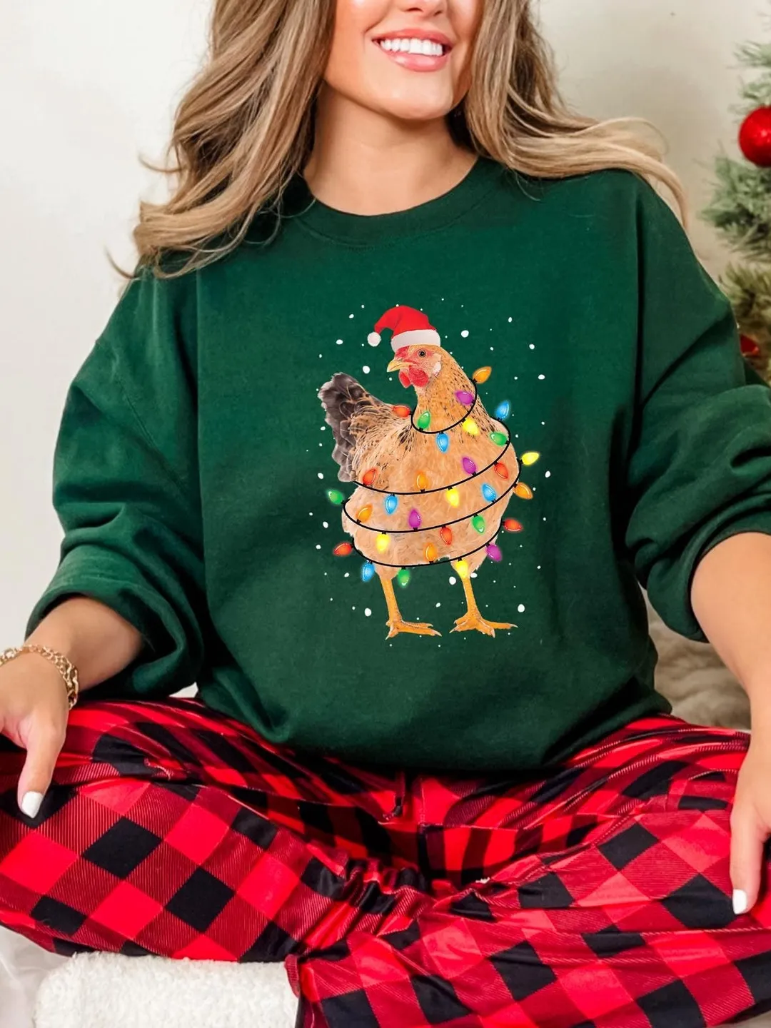 Christmas Chicken Shirt, Chicken Lover Shirt, Funny Farmer Shirt, Funny Chicken Tshirt, Christmas Lights Shirt, Chicken Xmas Shirt, Xmas Tee