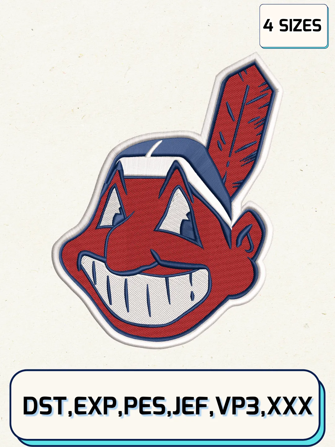 Cleveland Guardians Alternate Logos Embroidery Design Files, MLB Logos Embroidery Designs, Machine Embroidery Files, 4 Sizes