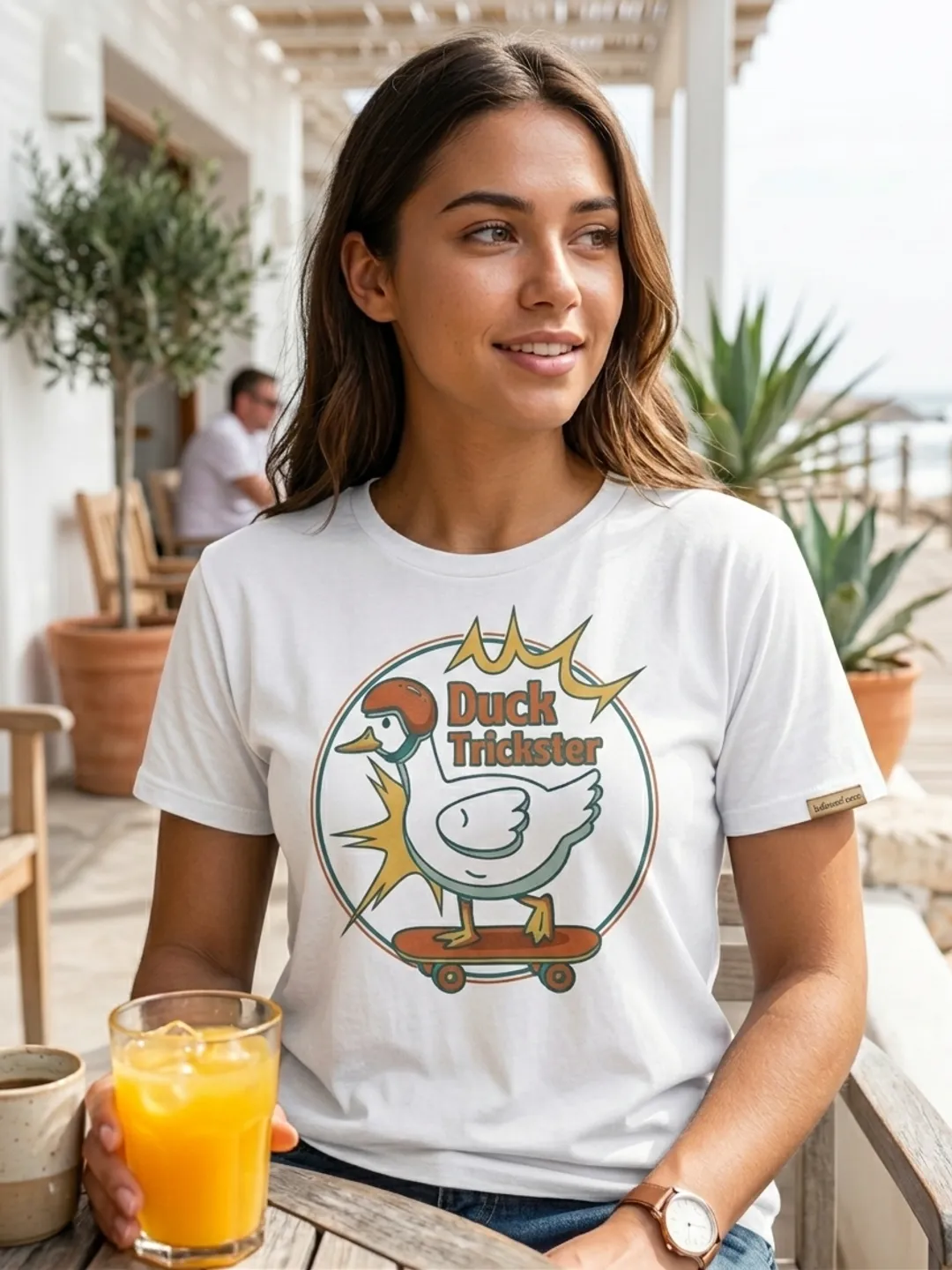 Retro Duck Trickster PNG – Funny Skateboard Duck T-Shirt Design