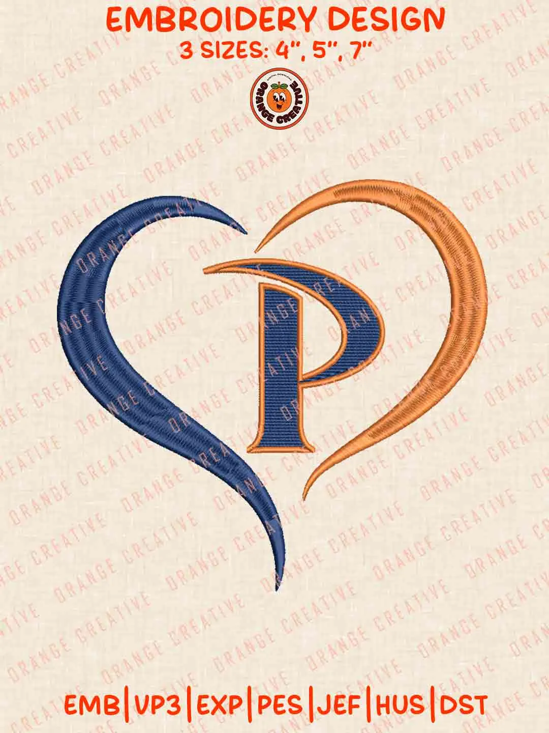 Pepperdine Wave Heart Embroidery Design Files, Football Embroidery Designs, Sport Machine Embroidery Files, 3 Sizes, Custom Sizes, Instant Download