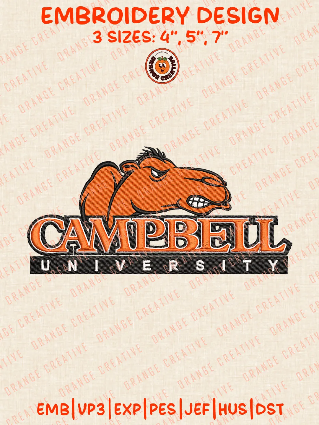 NCAA Campbell Uni Logo Embroidery Files, Campbell Fighting Camels Team Embroidery Designs, Football Team Machine Embroidery Files, NCAA Campbell Fighting Machine Embroidery, Digital Download