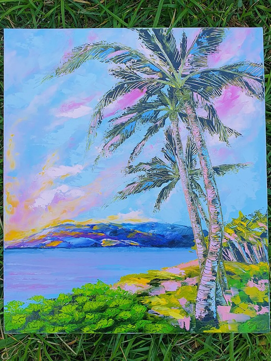 Palm Tree Painting Tropical Original Art Beach Wall Art Seascape Oil ...