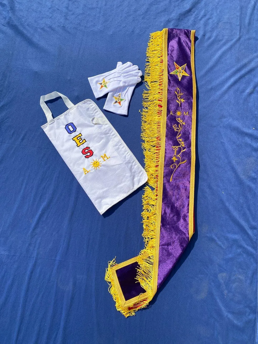 OES Associate Matron Sash – Masonic AM Purple Velvet Sash with Case ...