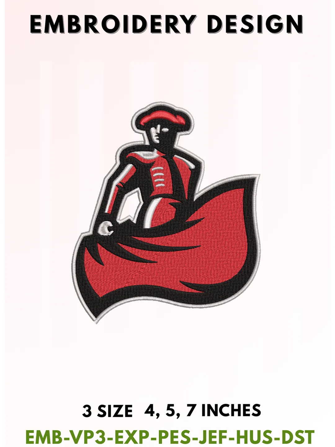 Matador Football Embroidery Design, College Sports Embroidery Files, Sports Machine Embroidery Files, 3 Sizes, Instant Download