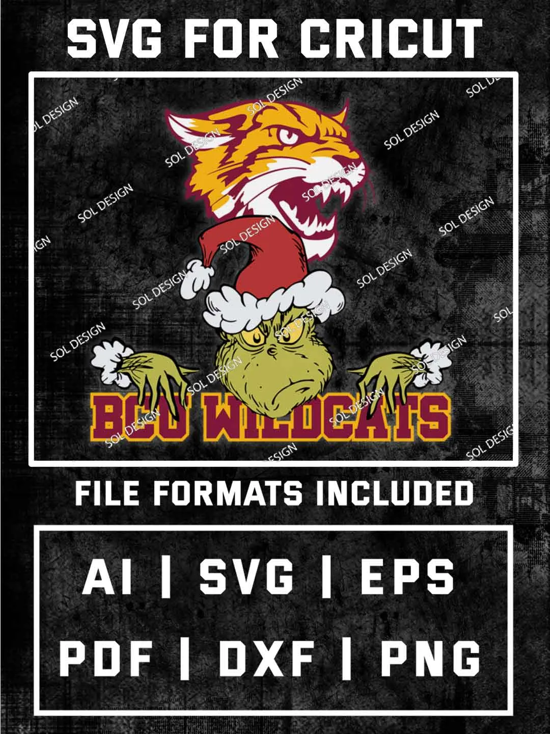 Grinch Bethune-Cookman Wildcats SVG, NCAA SVG Design, NCAA BCU Wildcats SVG, NCAA Wildcats Cricut, Christmas Svg, Grinch svg, Digital Download