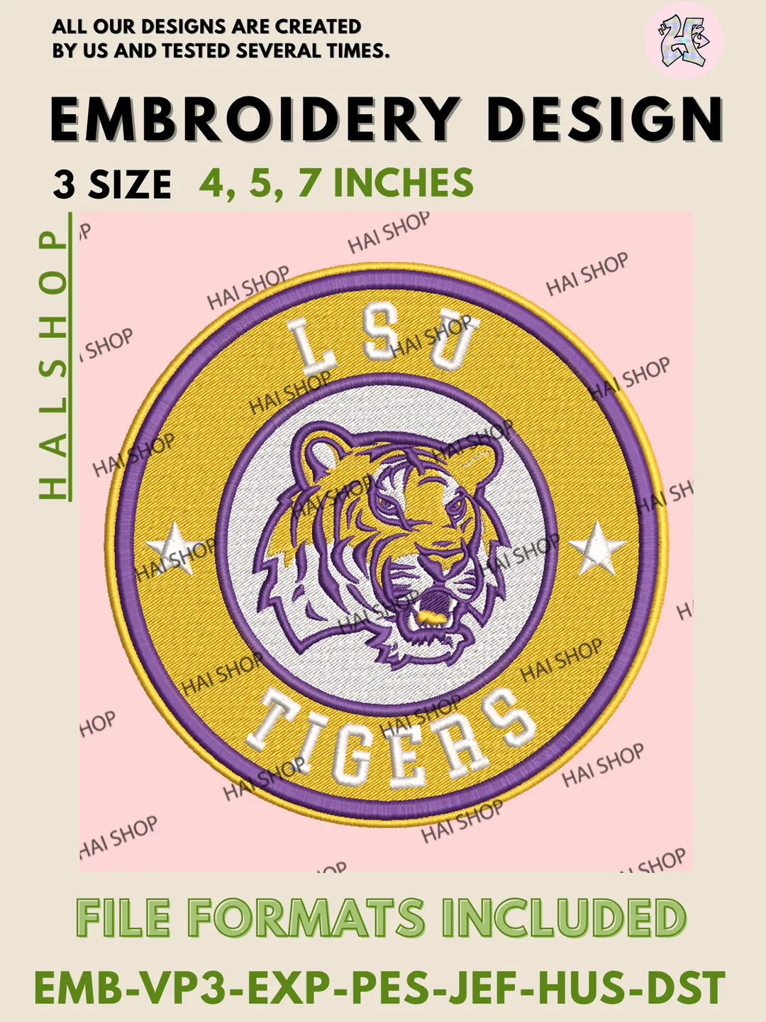 LSU Tigers Sports Team Mascot Logo Embroidery Design, NCAA Machine Embroidery Files for Personal & Commercial Use, Digital Download