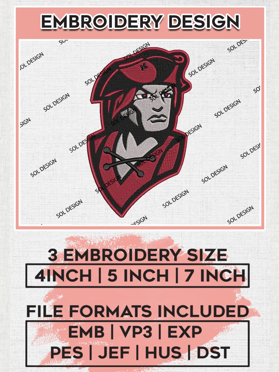 Colgate Raiders Mascot Embroidery Designs, NCAA Logo Embroidery Files, NCAA Colgate Raiders Logo, NCAA Embroidery Designs, Machine Embroidery Designs, Digital Download