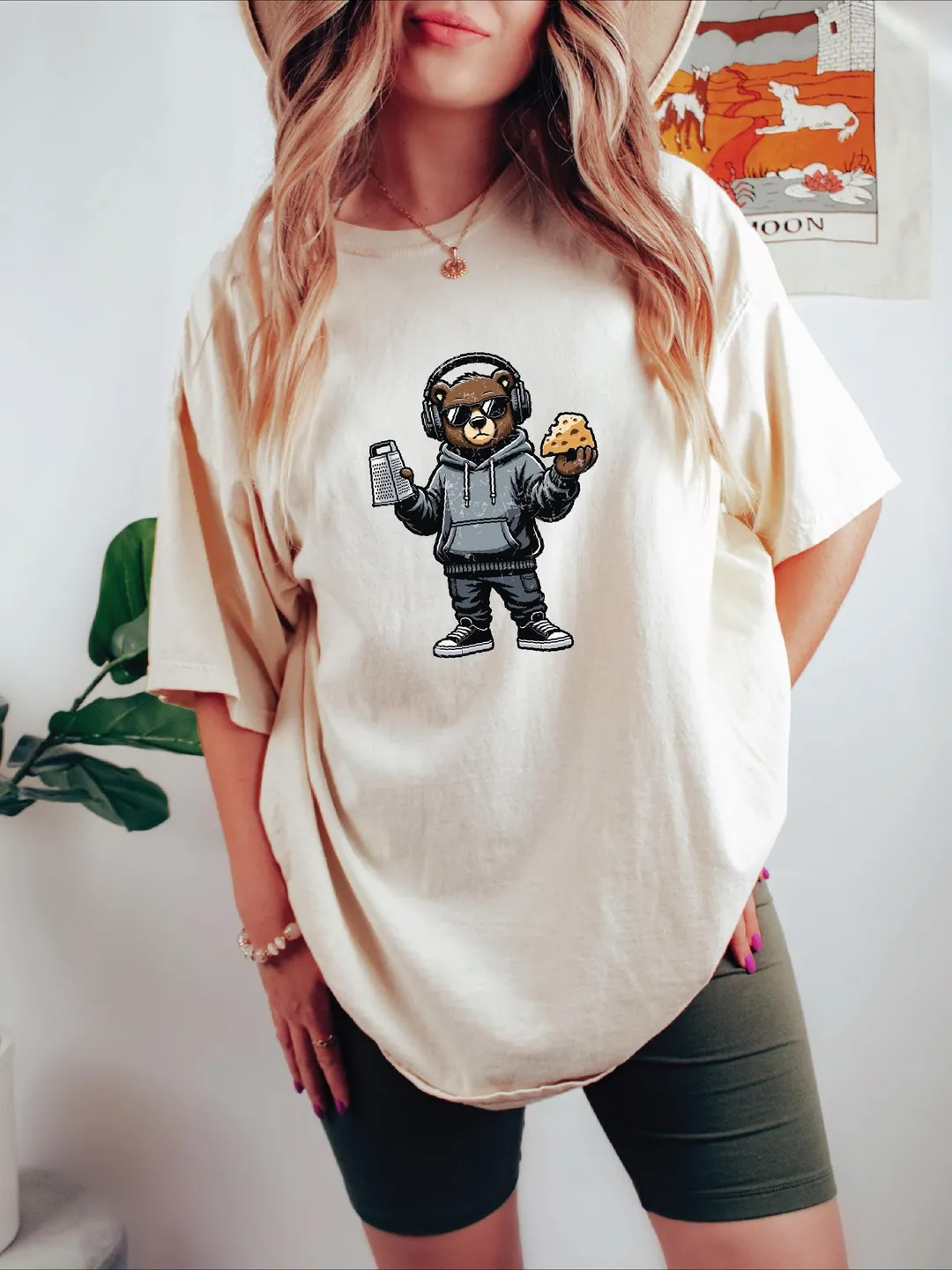 Funny Bear with Cheese Grater T-Shirt, Retro Cartoon Tee