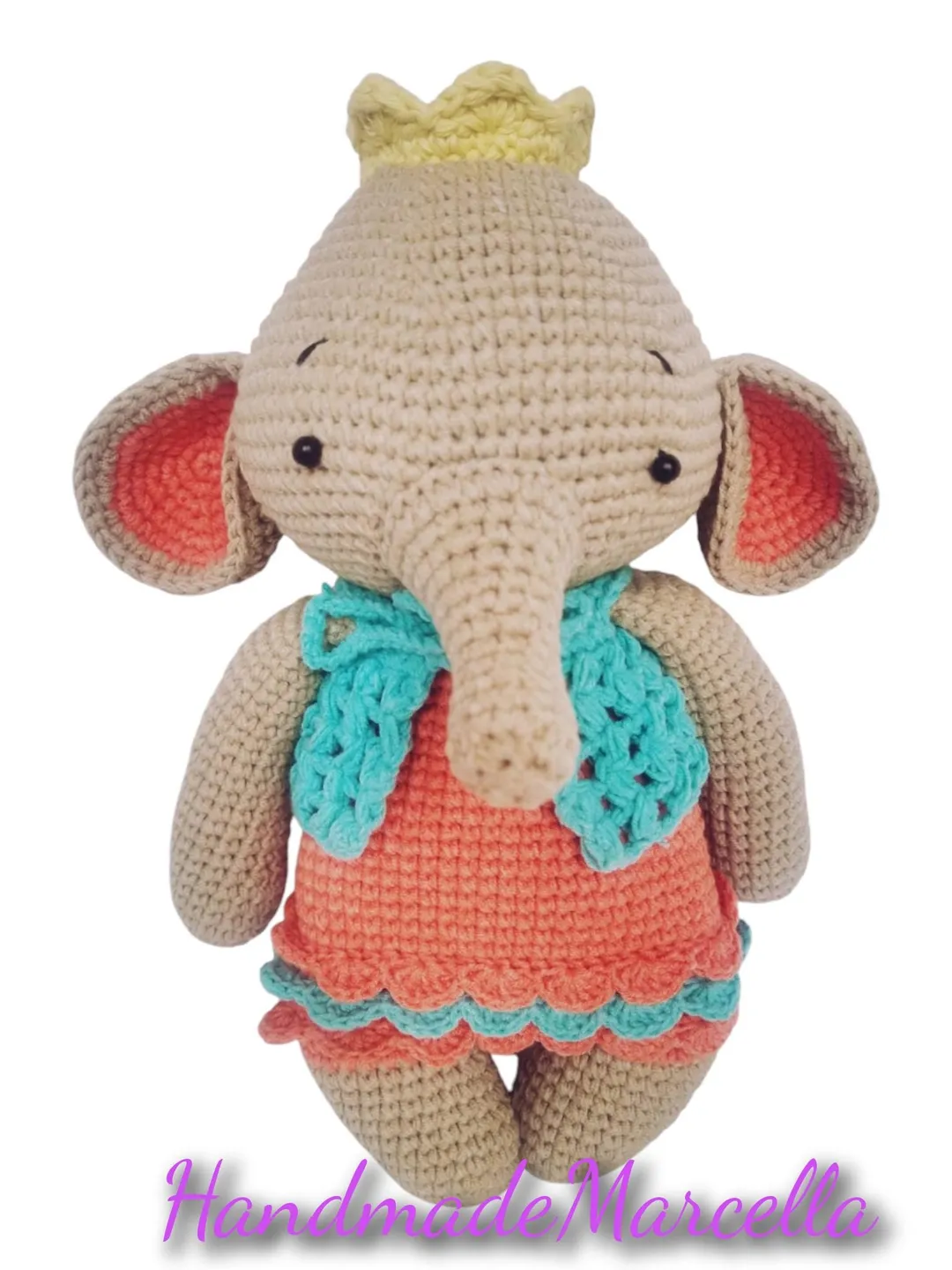 Eva the Elephant – 28 cm Crochet Amigurumi – Soft Organic Cotton Baby Toy – Handmade Elephant Plush – Baby Shower Gift – Cuddly Doll