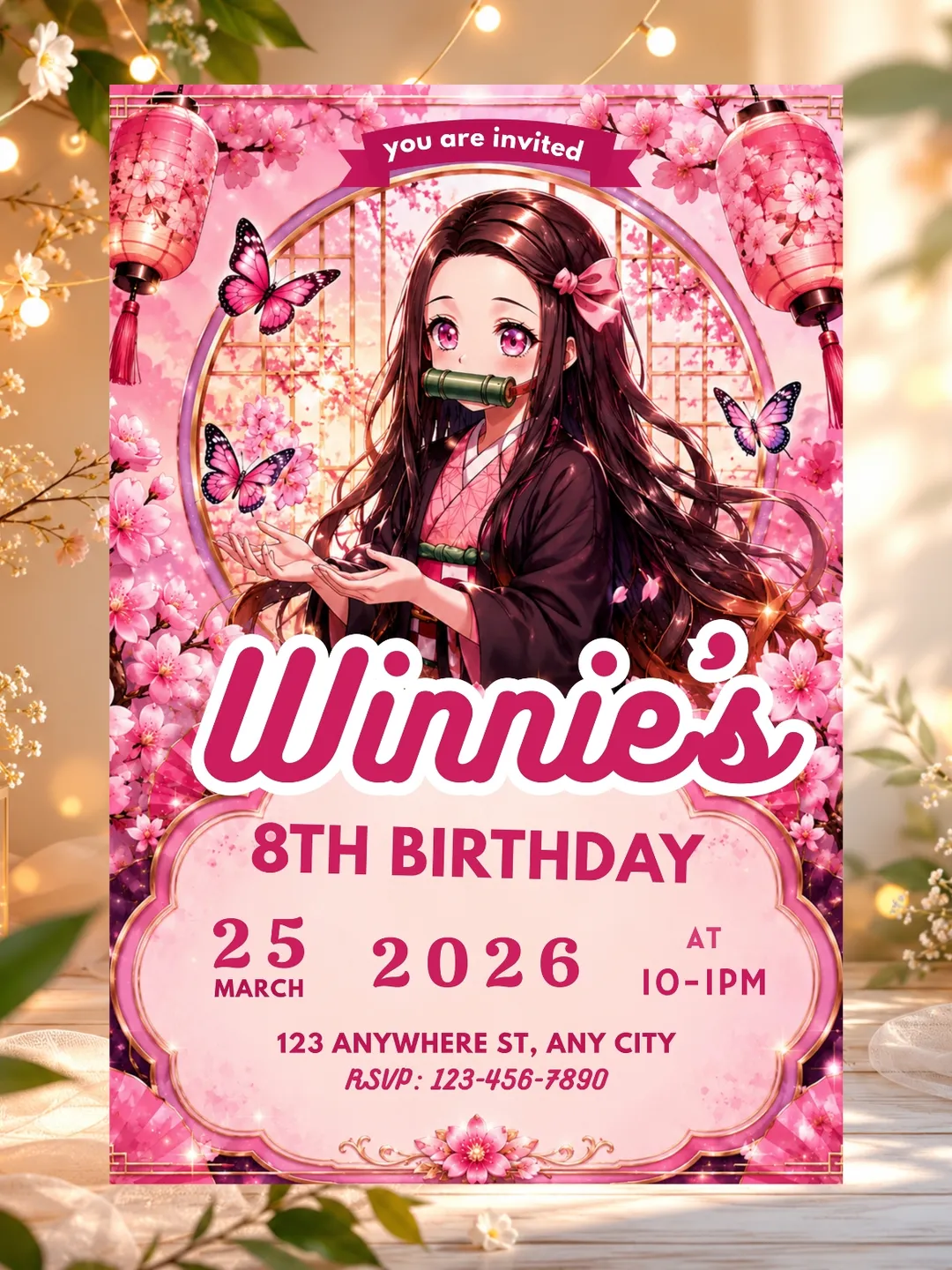 Anime Birthday Invitation Template | Editable Canva Birthday Invite | Kids Anime Party Invitation | Printable Birthday Card | Digital Download