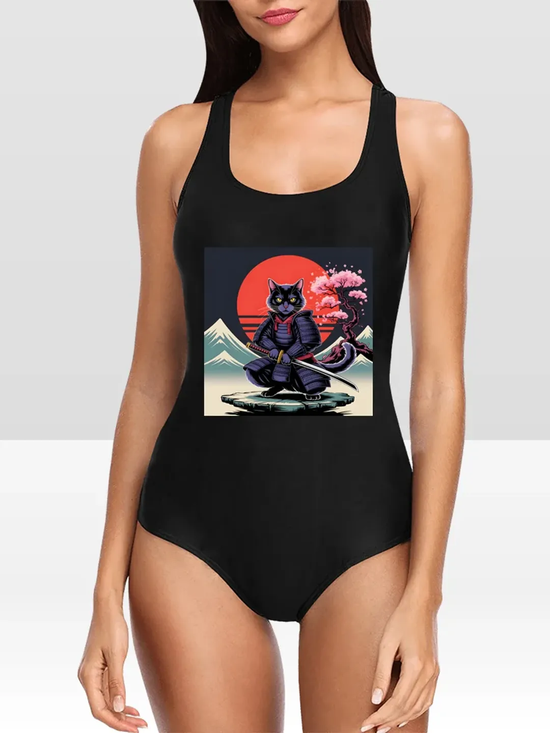 Cat Samurai One Piece Swimsuit