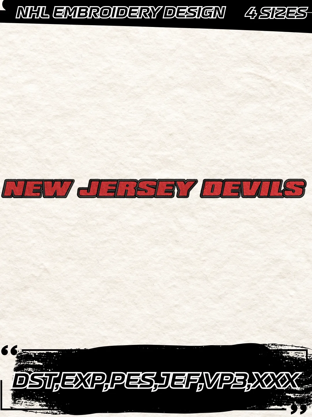 New Jersey Hockey Embroidery Design-Machine Embroidery File