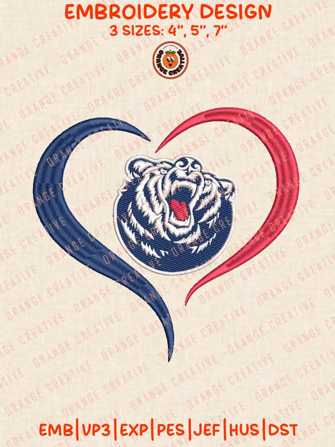 Belmont Bruins Heart Logo Embroidery Design Files, NCAA Belmont Logos Embroidery Designs, NCAA Machine Embroidery Files, 3 Sizes, Custom Sizes, Digital Files